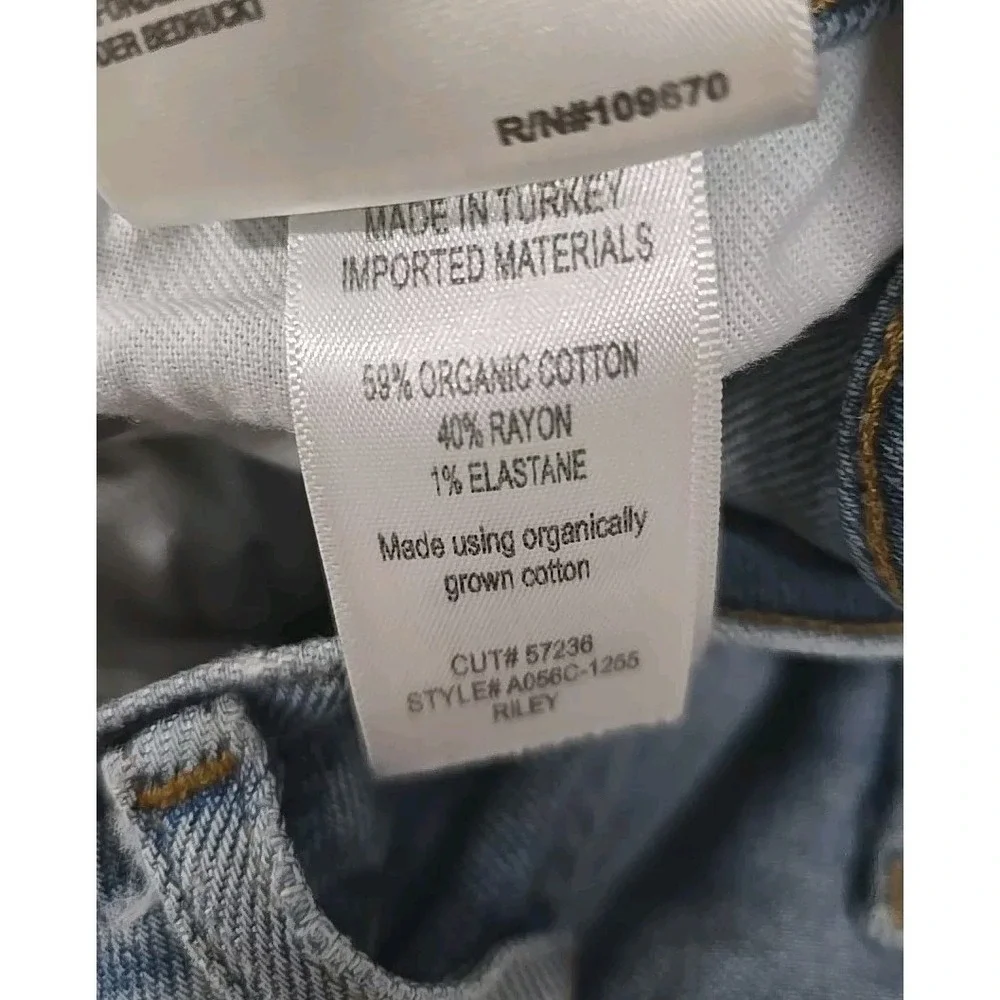 Agolde Los Angeles‎ Riley Button Fly Denim Jeans Straight Leg Light Blue Size 25